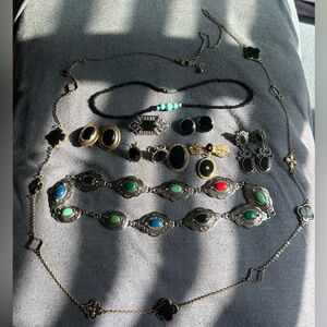 9 piece sets Elegant black goth jewelry art deco - modern Multi Color Jewelry